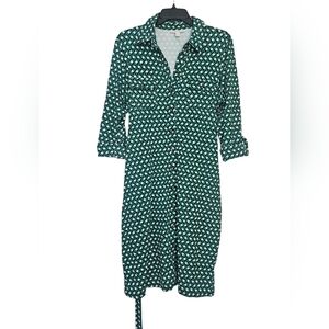 Charter Club Geometric Pattern Button Down Shirt Dress Women L
